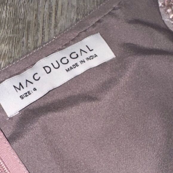🆕 NWT MAC DUGGAL lilac SEQUINED V NECK BISHOP long SLEEVE mini DRESS 93593 sz 4 - Picture 7 of 11